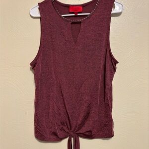 Jennifer Lopez Red Sleeveless Tie Front Tank Top